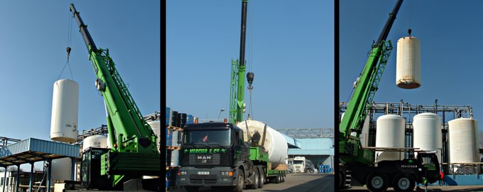 A large fleet of mobile cranes and truck cranes