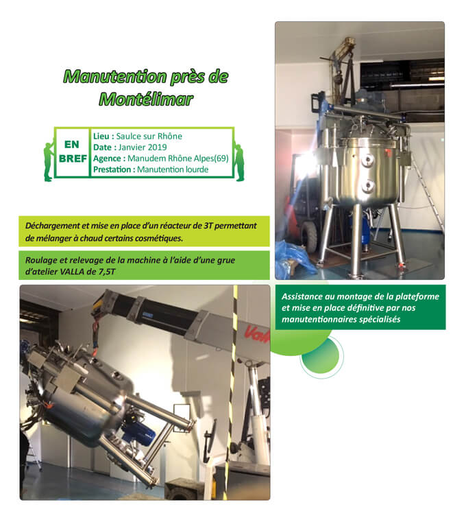Manutention de Machines en région Rhône alpes