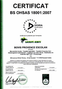 Certification OHSAS 18001
