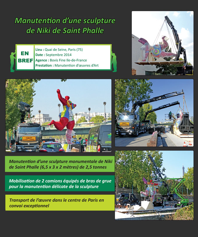 Manutention d’une sculpture de Niki de Saint Phalle