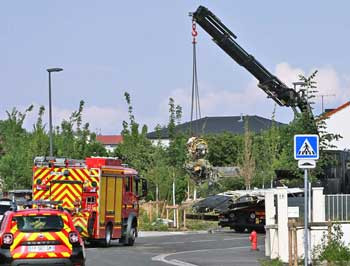 Rousselot Manutention mobilis&eacute;e lors de l'&eacute;vacuation de l'&eacute;pave d'un avion pr&egrave;s de Nancy