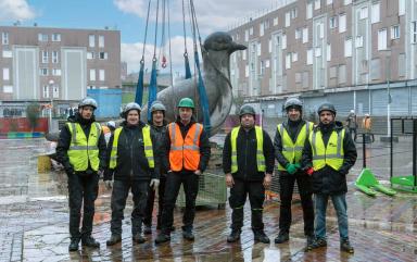 Handling of Two Monumental Pigeon Sculptures near Paris