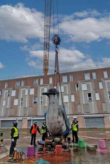 Handling of Two Monumental Pigeon Sculptures near Paris